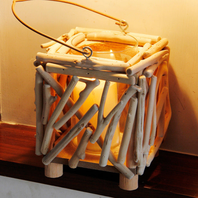 Wooden portable hollow candle typhoon lamp