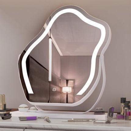 Vanity Makeup Cloud LED Mirror With Lights Strip Smart Control Wall Mount Decor Glass Hanging Removable